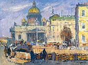 Alexander Nasmyth At the Isaakievskaya Square in Leningrad oil on canvas